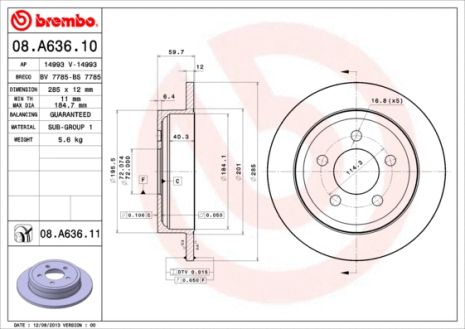 Диск тормозной JEEP CHEROKEE, JEEP WRANGLER, BREMBO (08A63611)