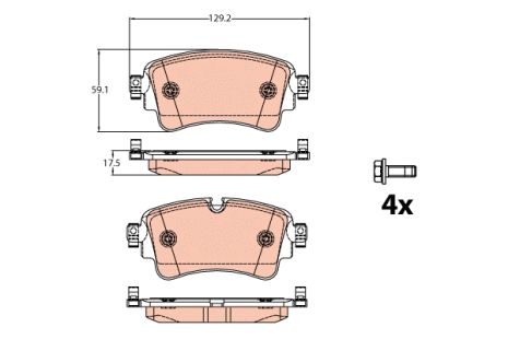 Комплект гальмівних колодок, дискове гальмо AUDI A6, TRW (GDB2132)