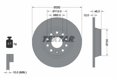 Диск тормозной SKODA, VW, TEXTAR (92140803)