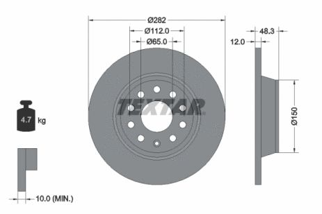 Диск тормозной SKODA, VW, TEXTAR (92140803)