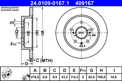 Диск тормозной SUZUKI SX4, FIAT SEDICI, ATE (24010901671)