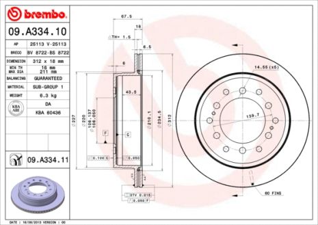 Диск гальмівний TOYOTA LAND CRUISER, BAW YUSHENG, LEXUS лк, BREMBO (09A33411)