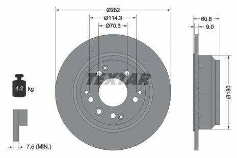 Диск тормозной ACURA RL, HONDA ODYSSEY, HONDA STEPWGN, TEXTAR (92078400)