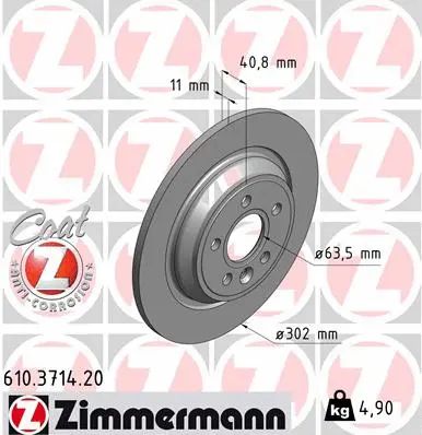 Диск тормозной VOLVO ASIA, VOLVO (CHANGAN), VOLVO V60, ZIMMERMANN (610371420)