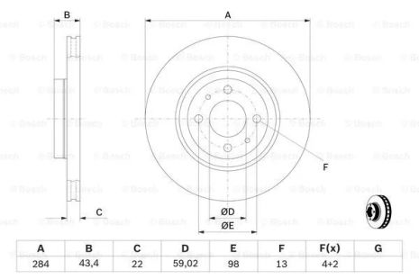 Диск гальмівний LANCIA THEMA, ALFA ROMEO, FIAT IDEA, BOSCH (0986478810)