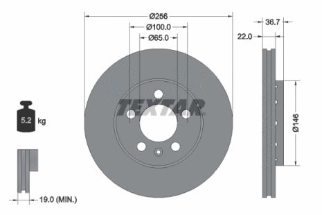 Диск тормозной SKODA, VW, VW, TEXTAR (92082205)