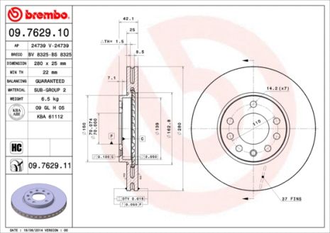 Диск тормозной CHEVROLET MERIVA, OPEL MERIVA, OPEL ASTRA, BREMBO (09762911)