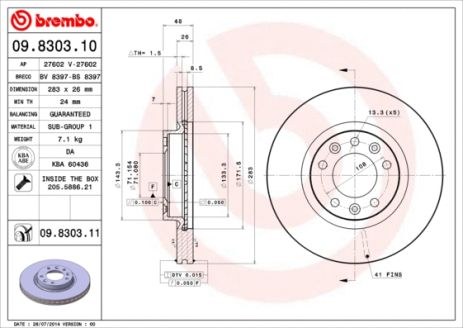 Диск гальмівний PEUGEOT (DF-PSA), CITROËN JUMPER, CITROËN XM, BREMBO (09830311)