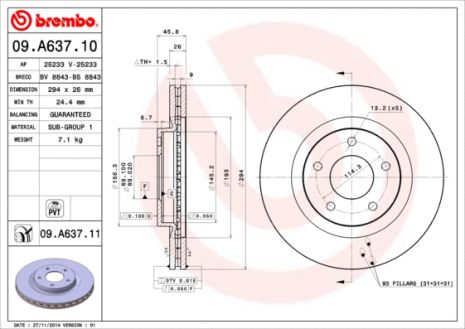 Диск тормозной LANCIA FLAVIA, CHRYSLER (BBDC), DODGE CALIBER, BREMBO (09A63710)