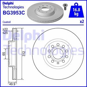 Диск тормозной CUPRA LEON, SKODA, DELPHI (BG3953C)