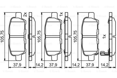 Комплект тормозных колодок, дисковый тормоз SUZUKI GRAND VITARA, BOSCH (0986494861)