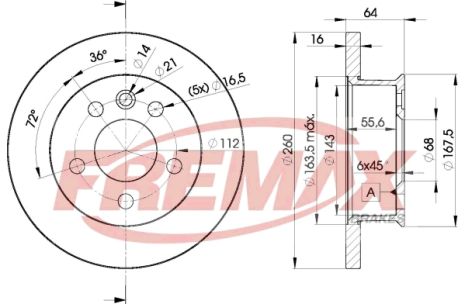 Диск гальмівний VW TRANSPORTER, FREMAX (BD3013)