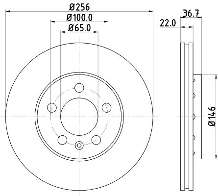 Диск гальмівний SKODA, VW, VW, HELLA PAGID (8DD355105361)