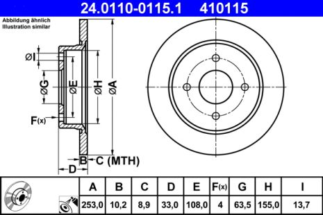 Диск тормозной FORD FOCUS, FORD FIESTA, FORD SCORPIO, ATE (24011001151)