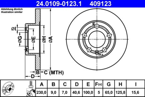 Диск тормозной SEAT ARONA, VW POLO, SKODA FABIA, ATE (24010901231)