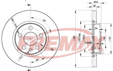 Диск тормозной FIAT SCUDO, CITROËN JUMPY, PEUGEOT EXPERT, FREMAX (BD4683)