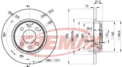 Диск гальмівний SMART FORTWO, DACIA SANDERO, RENAULT SANDERO/STEPWAY, FREMAX (BD4707)