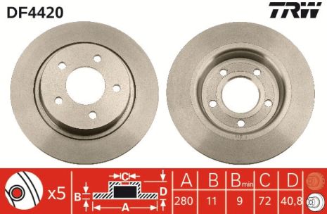 Диск тормозной MAZDA 5, MAZDA 3, TRW (DF4420)