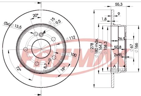 Диск гальмівний CHRYSLER CROSSFIRE, VOLVO S80, MERCEDES-BENZ CLC-CLASS, FREMAX (BD0412)