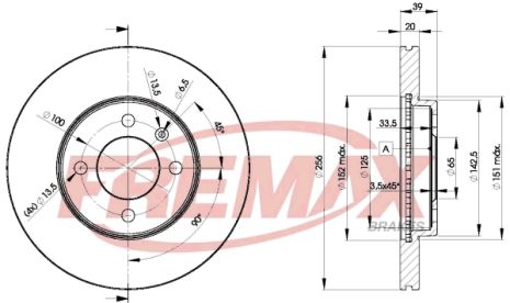 Диск гальмівний VW GOL, SEAT CORDOBA, SEAT AROSA, FREMAX (BD3790)