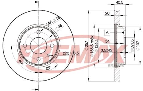 Диск гальмівний FIAT TEMPRA, ALFA ROMEO, LANCIA DEDRA, FREMAX (BD5056)