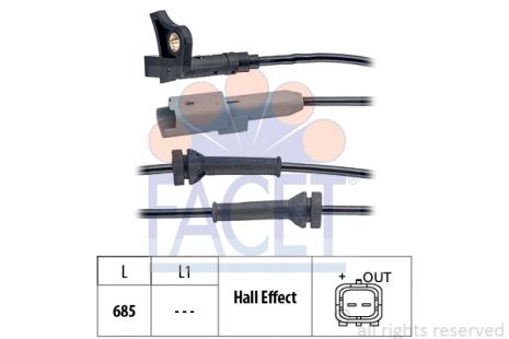 Датчик ABS DS DS, CITROËN C4, PEUGEOT 5008, FACET (210035)