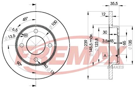 Диск гальмівний GURGEL CARAJAS, SEAT CORDOBA, AUDI COUPE, FREMAX (BD3300)