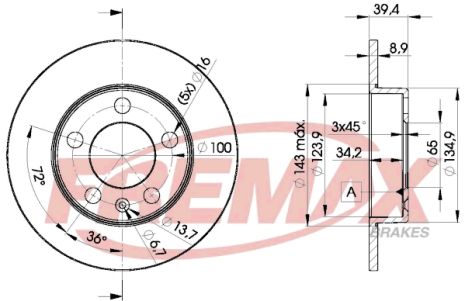 Диск гальмівний SKODA FABIA, AUDI A1, VW TAIGO, FREMAX (BD5601)