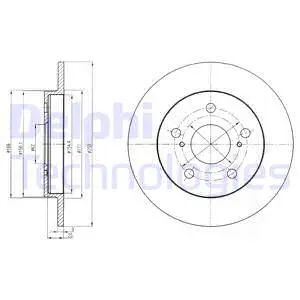 Диск гальмівний TOYOTA LAND CRUISER, TOYOTA COROLLA, TOYOTA AURIS, DELPHI (BG4233)