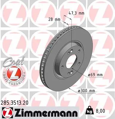 Диск тормозной KIA SOUL, HYUNDAI i30, HYUNDAI GRANDEUR, ZIMMERMANN (285351320)