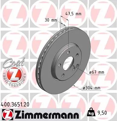 Диск тормозной MERCEDES-BENZ E-CLASS, ZIMMERMANN (400365120)