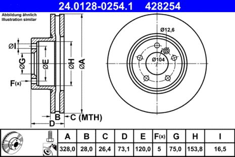 Диск тормозной BMW X4, BMW X3, ATE (24012802541)