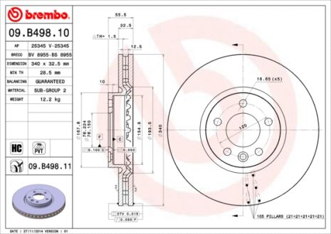 Диск гальмівний VW TRANSPORTER, VW MULTIVAN, BREMBO (09B49810)