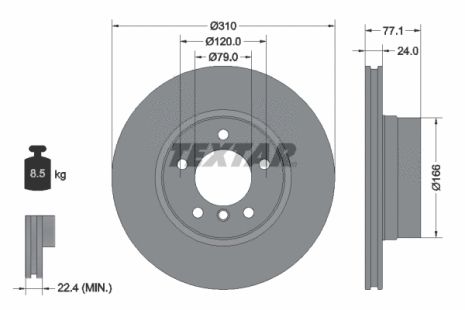 Диск тормозной BMW 5, TEXTAR (92122505)