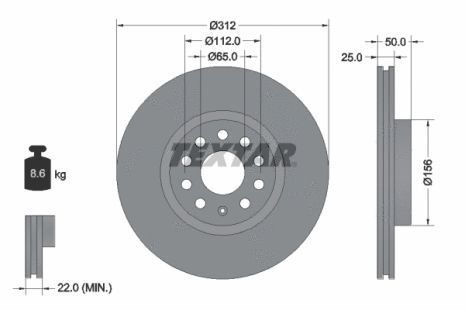 Диск тормозной FORD TRANSIT, SKODA, TEXTAR (92120505)