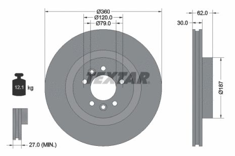 Диск гальмівний LAND ROVER, TEXTAR (92283205)