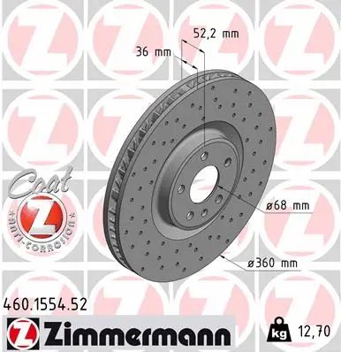 Диск тормозной PORSCHE MACAN, ZIMMERMANN (460155452)