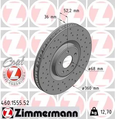 Диск тормозной PORSCHE MACAN, ZIMMERMANN (460155552)