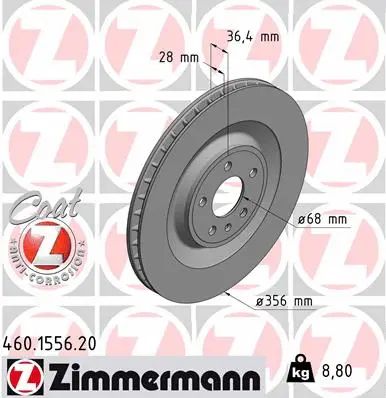 Диск тормозной PORSCHE MACAN, ZIMMERMANN (460155620)