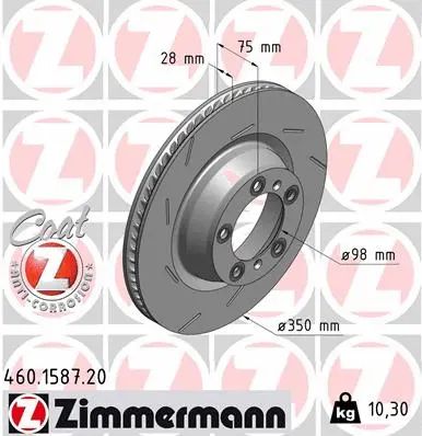 Диск тормозной PORSCHE PANAMERA, ZIMMERMANN (460158720)