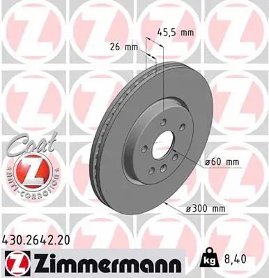 Диск тормозной OPEL ASTRA, ZIMMERMANN (430264220)