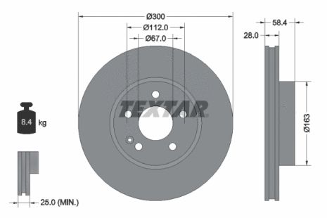 Диск тормозной MERCEDES-BENZ VITO, MERCEDES-BENZ VIANO, TEXTAR (93123403)