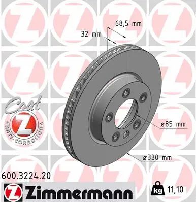 Диск гальмівний VW TOUAREG, PORSCHE CAYENNE, ZIMMERMANN (600322420)