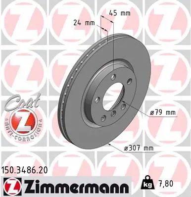 Диск тормозной MINI MINI, ZIMMERMANN (150348620)