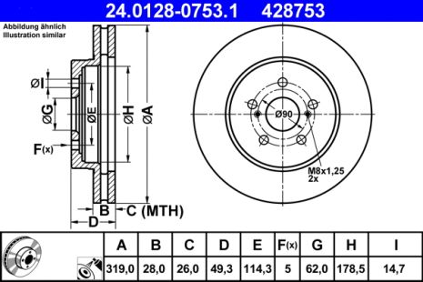 Диск тормозной TOYOTA HARRIER, LEXUS RX, ATE (24012807531)