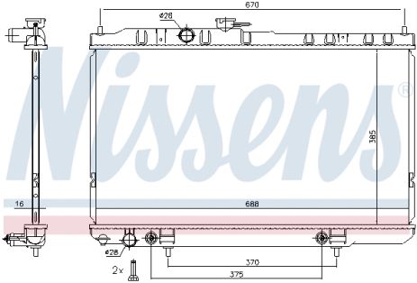 Радиатор охлаждения двигателя NISSAN ALMERA, NISSENS (68736)