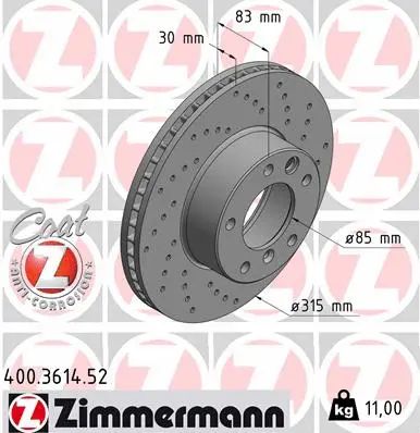 Диск тормозной MERCEDES-BENZ G-CLASS, ZIMMERMANN (400361452)