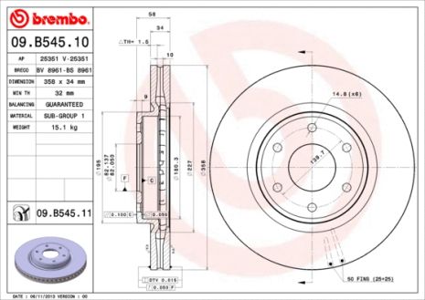 Диск тормозной NISSAN PATROL, BREMBO (09B54511)