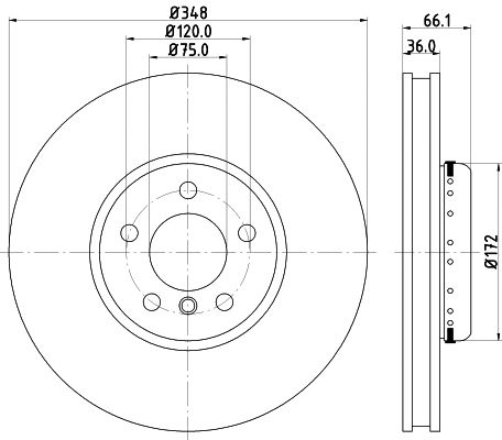 Диск гальмівний BMW 5, BMW 6, BMW 7, HELLA PAGID (8DD355119261)