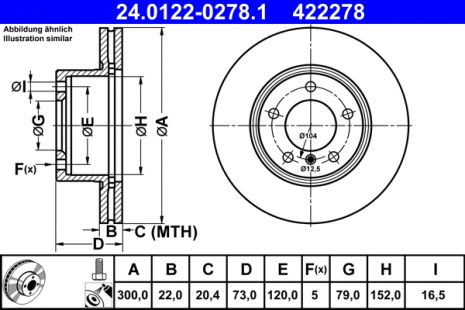 Диск тормозной BMW 1, BMW 4, BMW 3, ATE (24012202781)